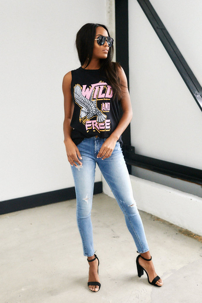 SALE - Callan Wild & Free Sleeveless Graphic Tee - fab'rik