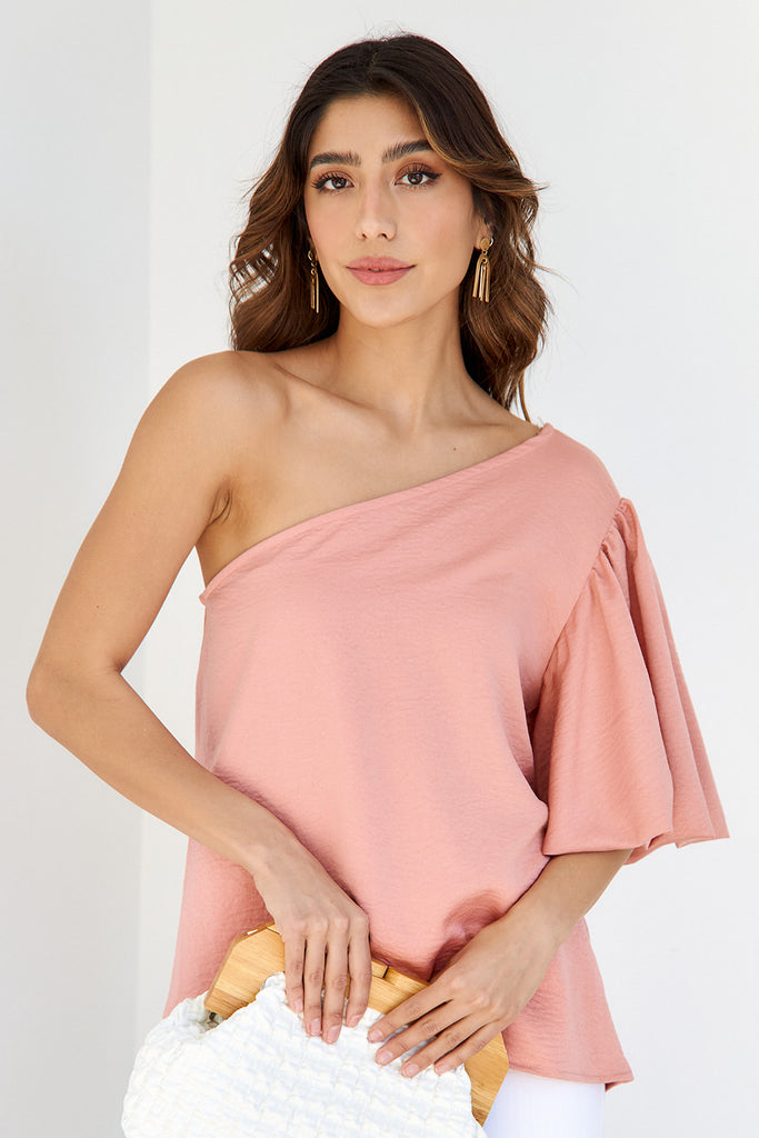 Maxie One Shoulder Puff Sleeve Blouse - fab'rik