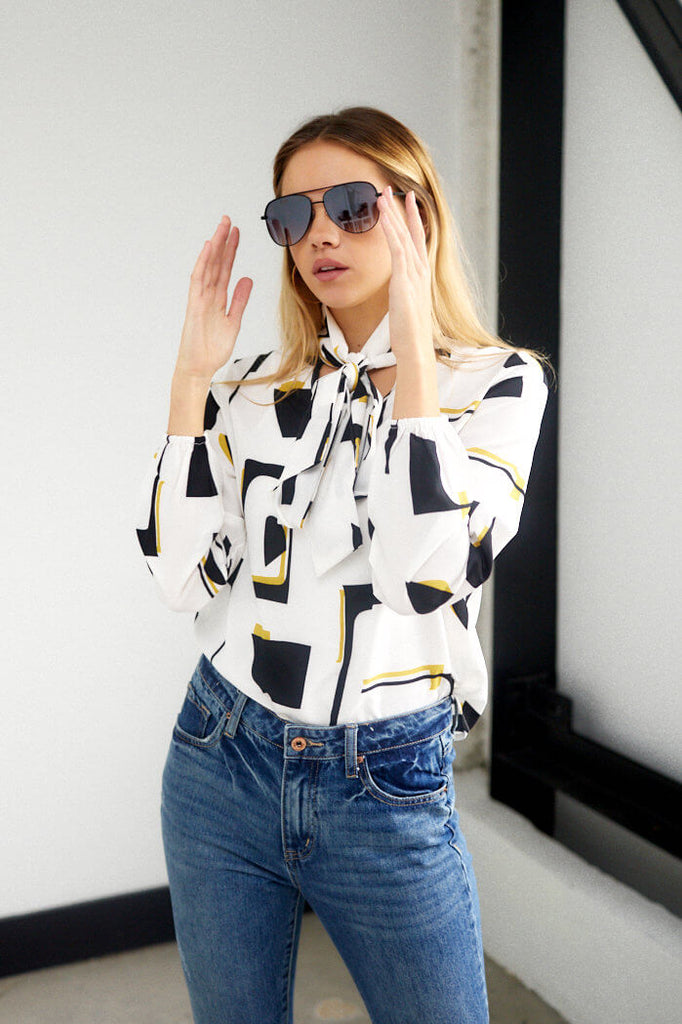 Samantha Long Sleeve Print Blouse - fab'rik