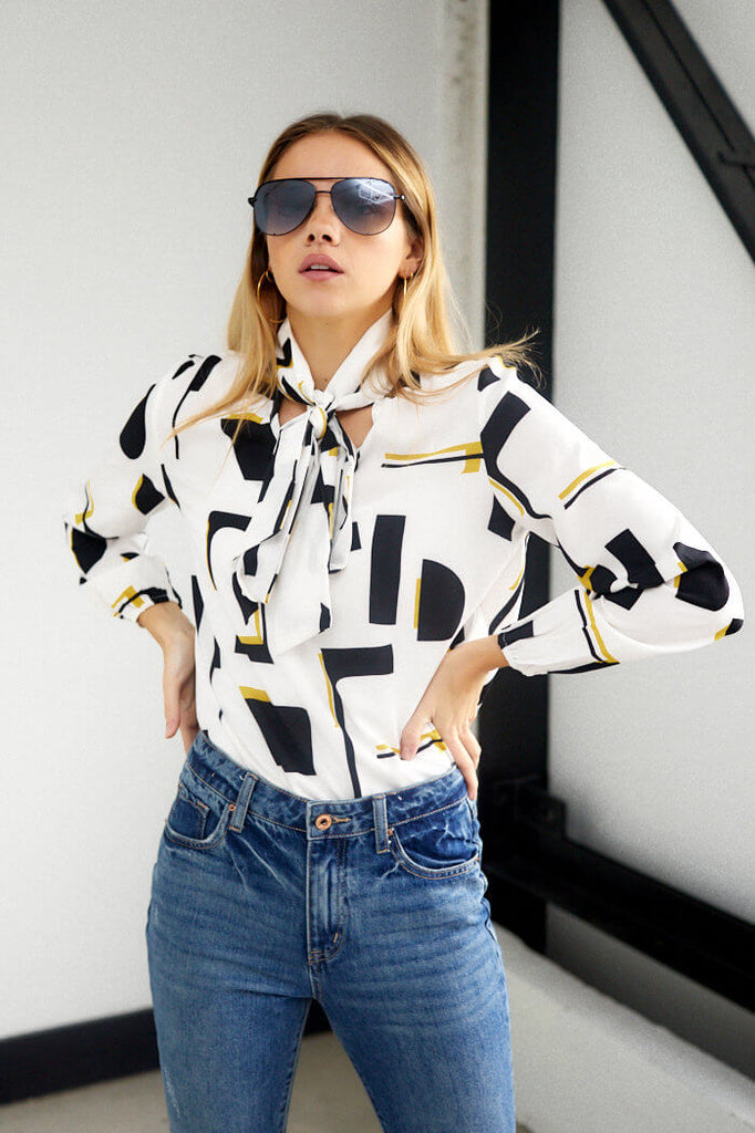 Samantha Long Sleeve Print Blouse - fab'rik