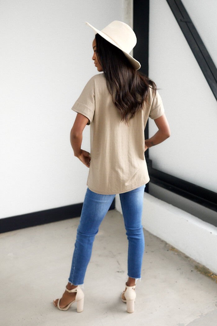 Landon Side Slit V Neck Tee - fab'rik