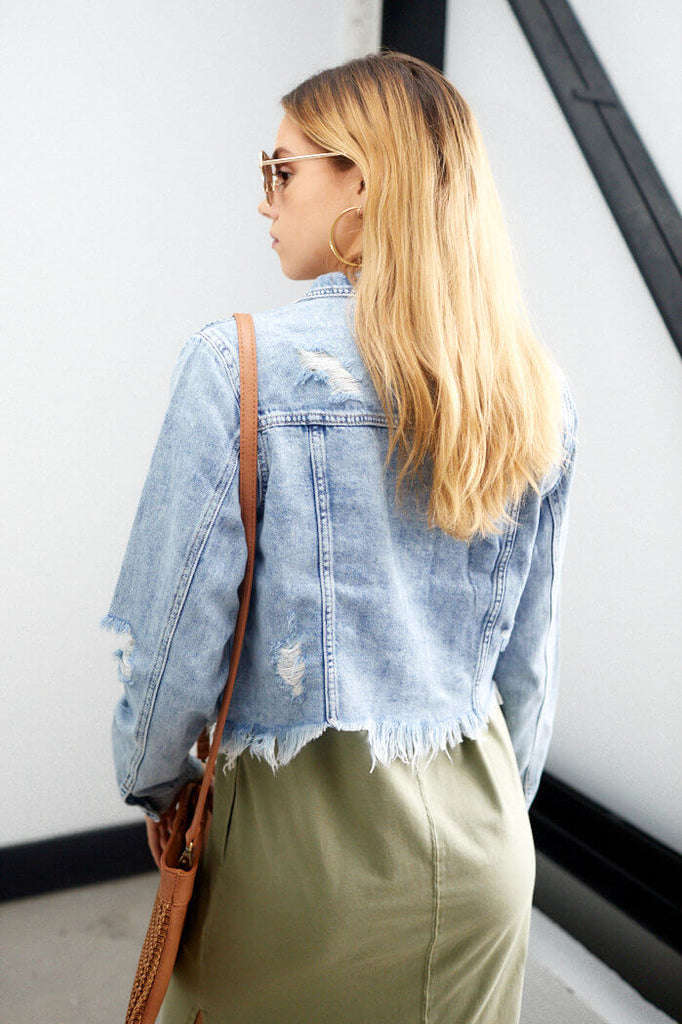 Hannah Distressed Denim Jacket - fab'rik