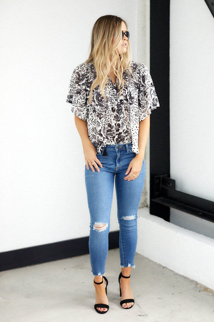 Dash Print Short Sleeve Top - fab'rik