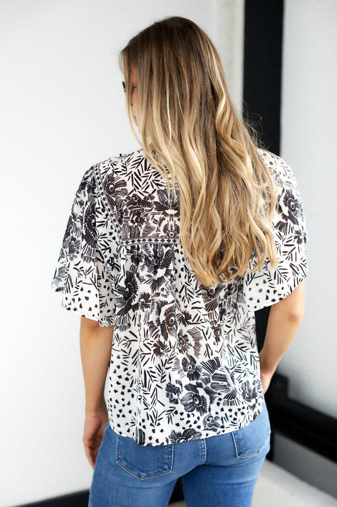 Dash Print Short Sleeve Top - fab'rik