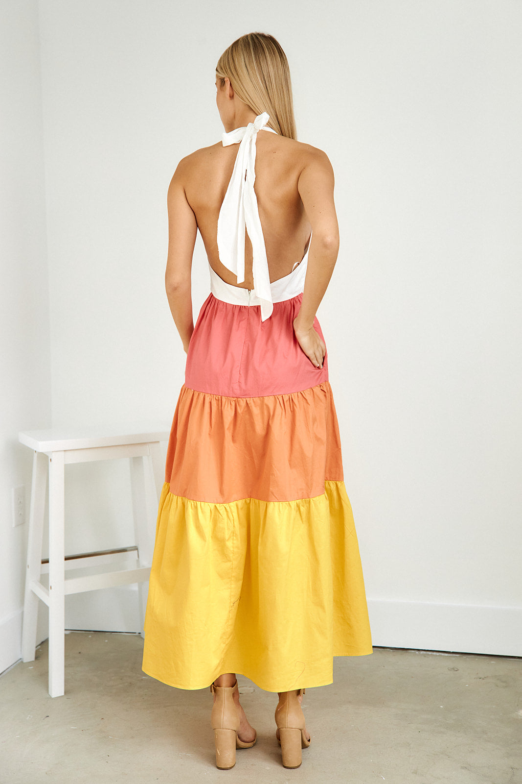 Mari Coloblocked Halter Maxi Dress - fab'rik