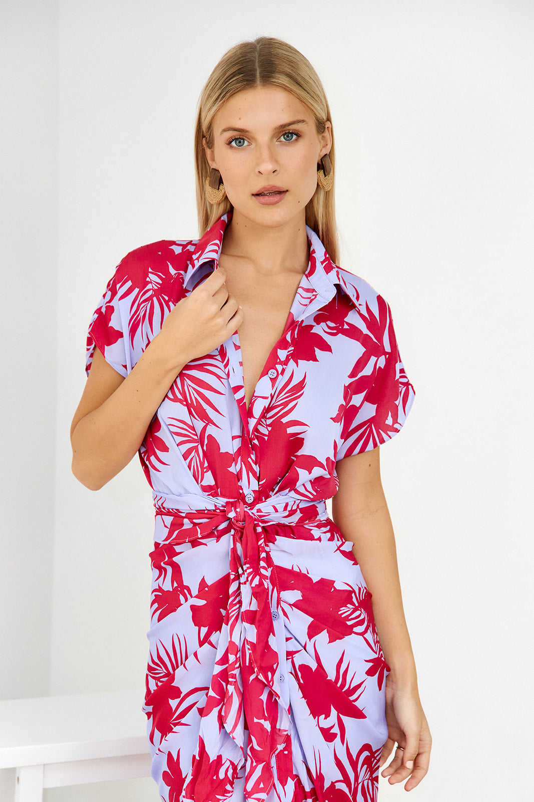 Easton Floral Front Tie Midi Dress - fab'rik