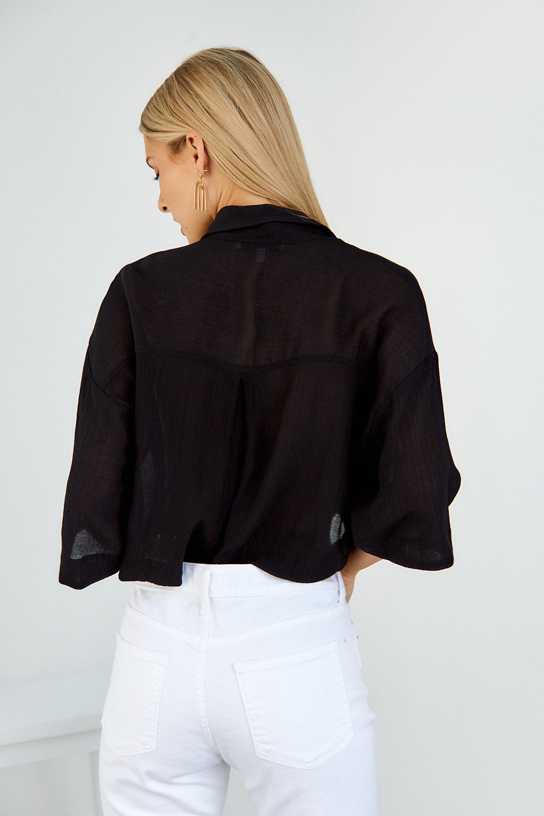 Kayden Cropped Button Down Blouse - fab'rik