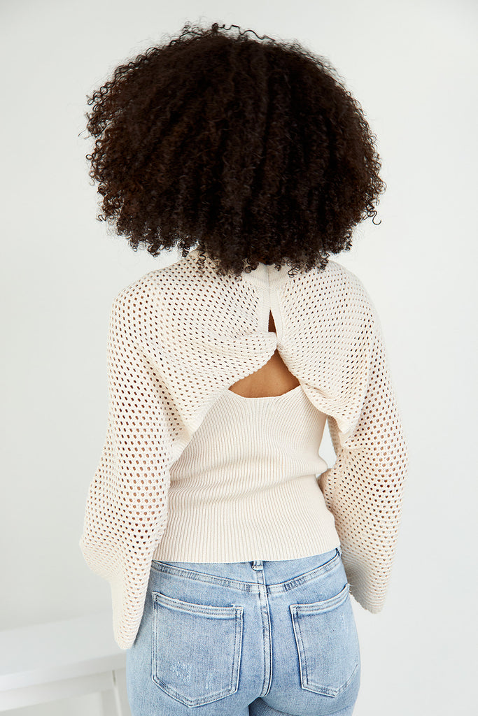 Lorrie Crochet Sleeve Knit Sweater - fab'rik