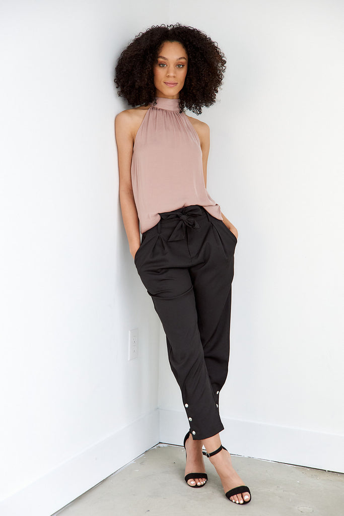 Carter Mock Neck Satin Blouse - fab'rik