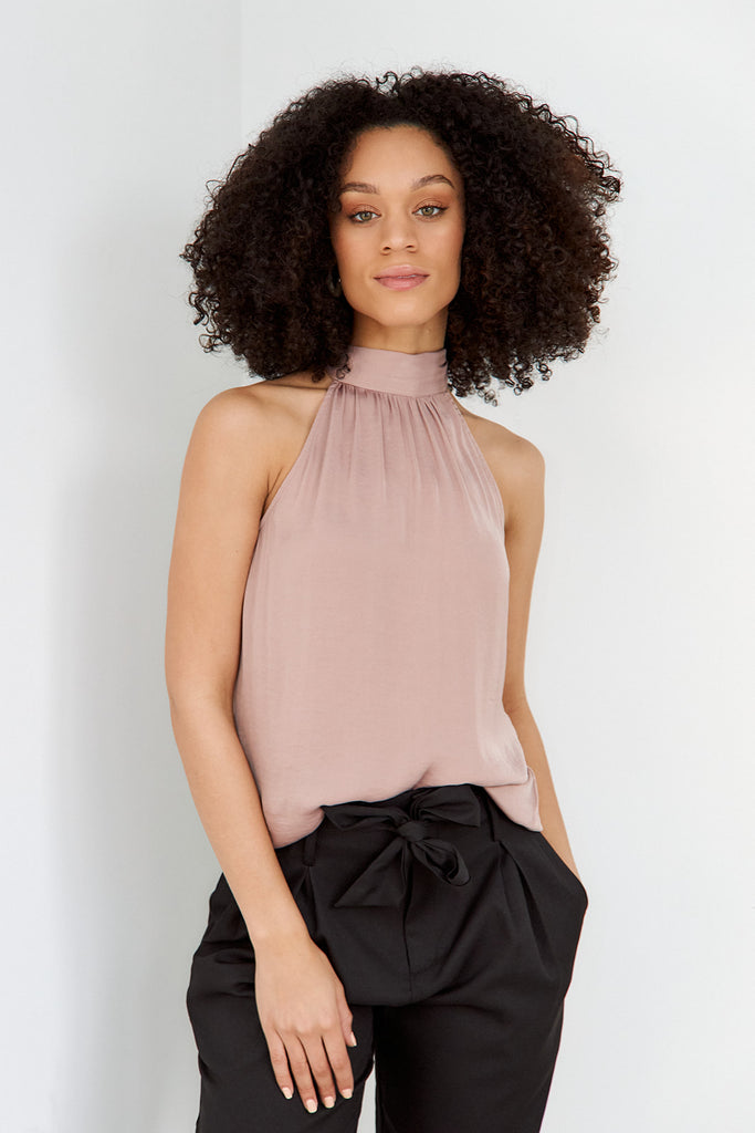 Carter Mock Neck Satin Blouse - fab'rik