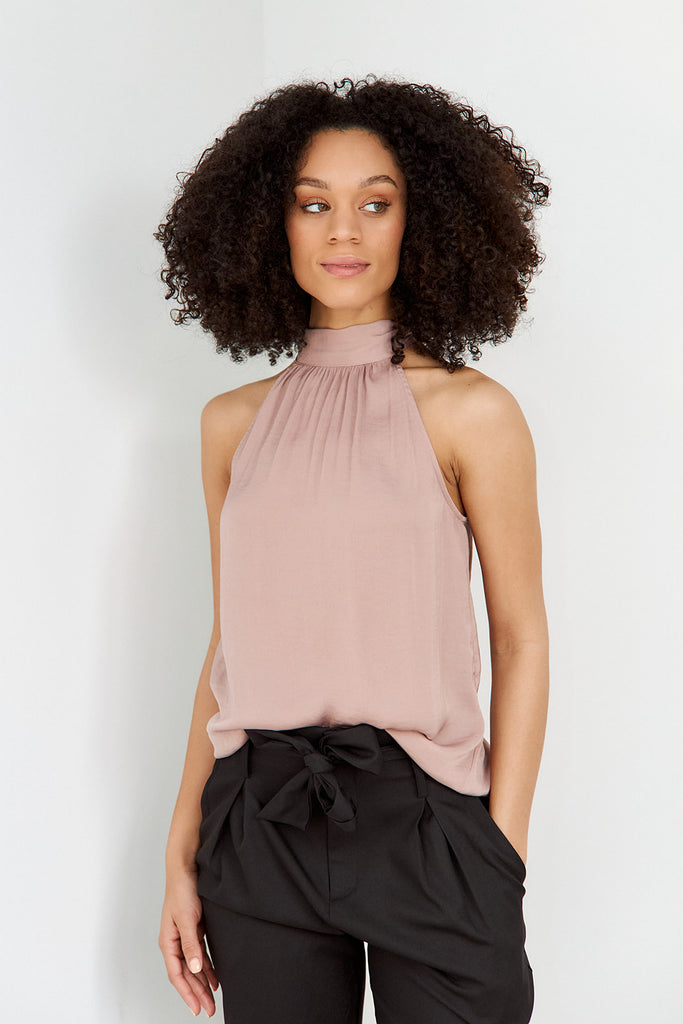 Carter Mock Neck Satin Blouse - fab'rik