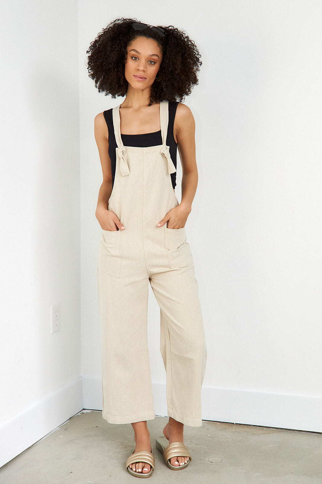 Aspen Knot Detail Linen Jumpsuit - fab'rik