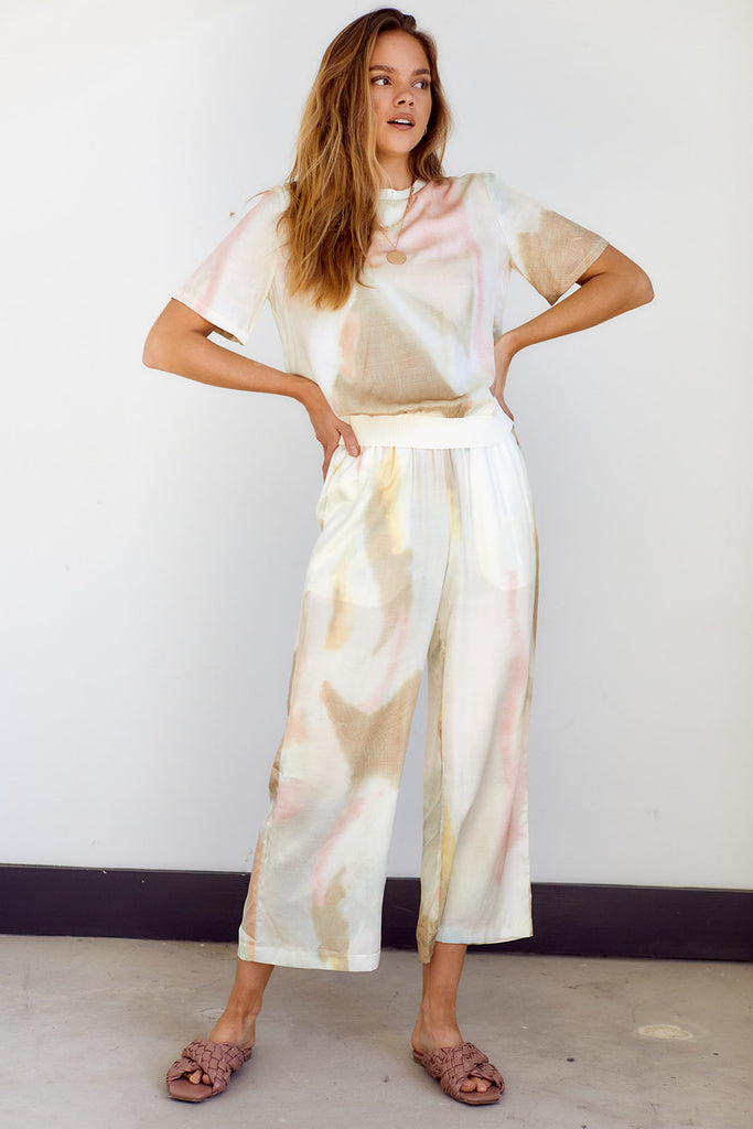SALE - June Tie Dye Cropped Silky Pants - fab'rik