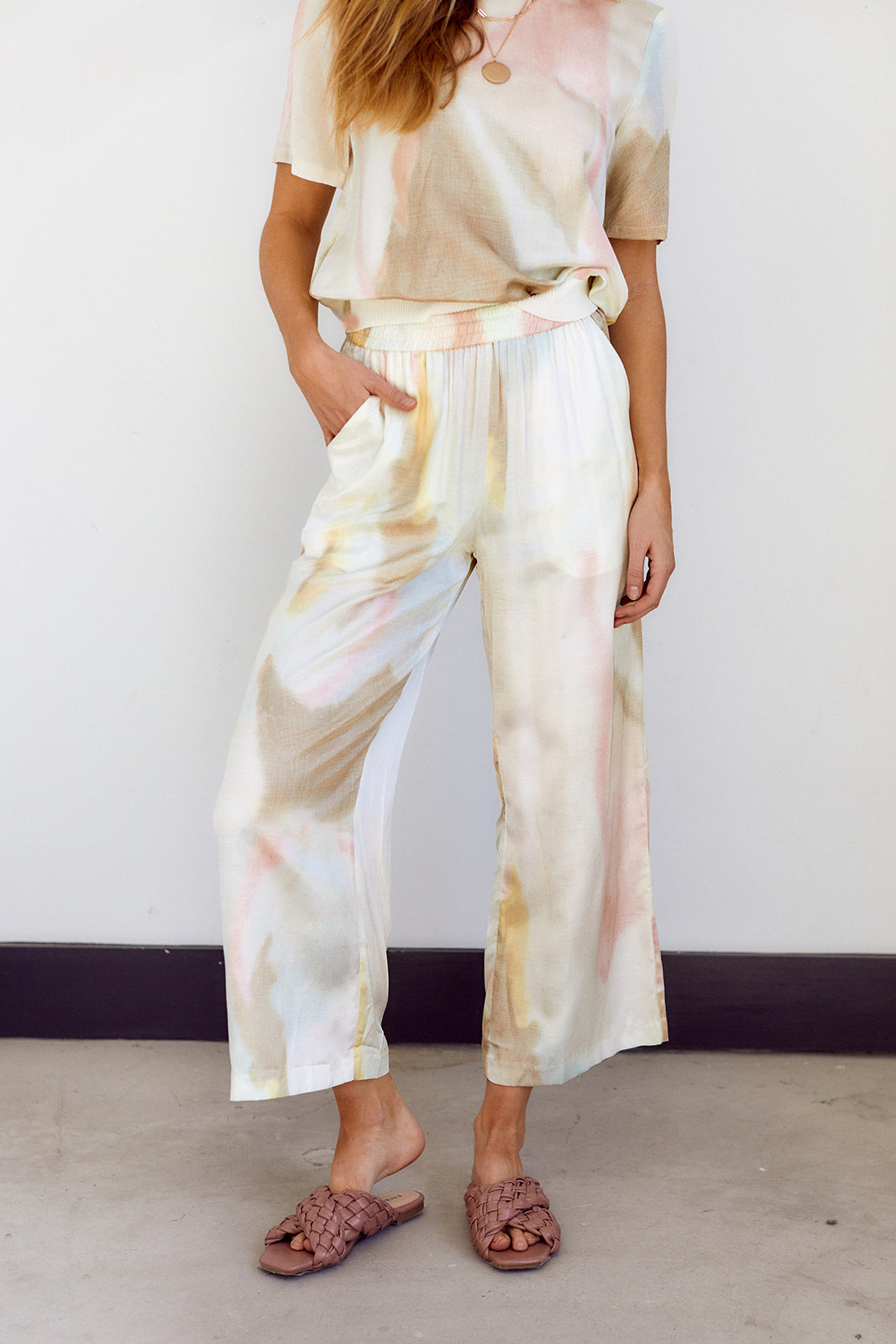 SALE - June Tie Dye Cropped Silky Pants - fab'rik
