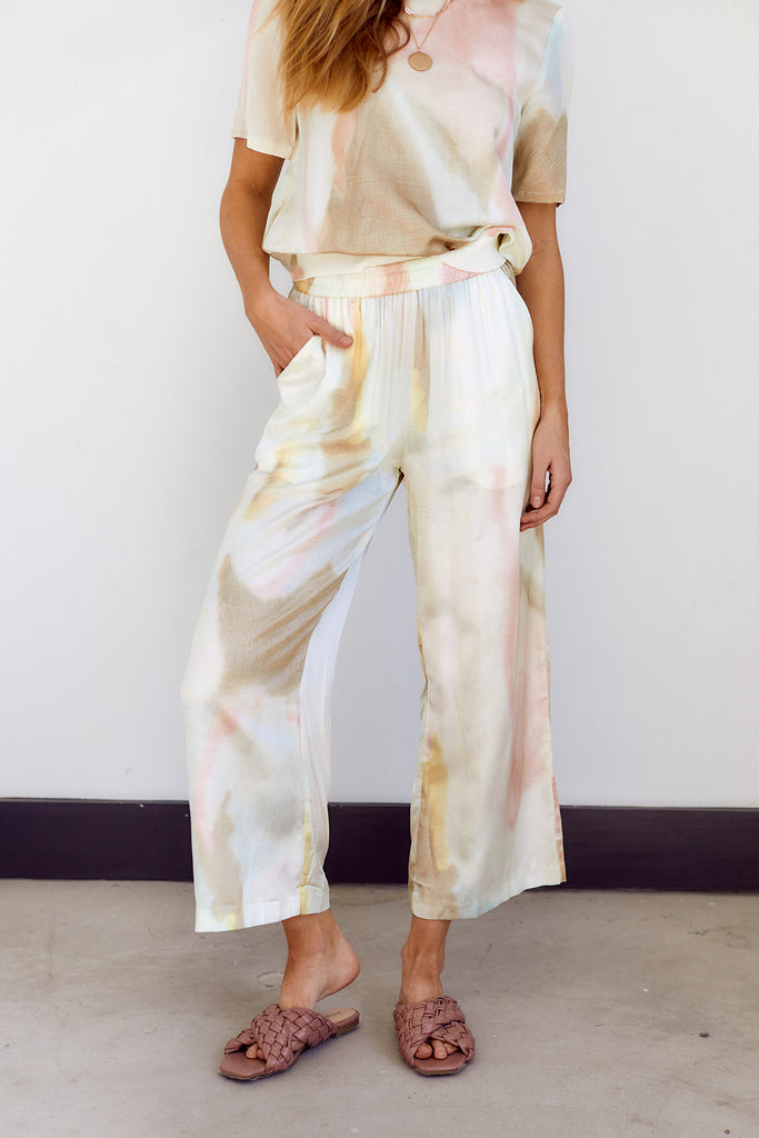 SALE - June Tie Dye Cropped Silky Pants - fab'rik