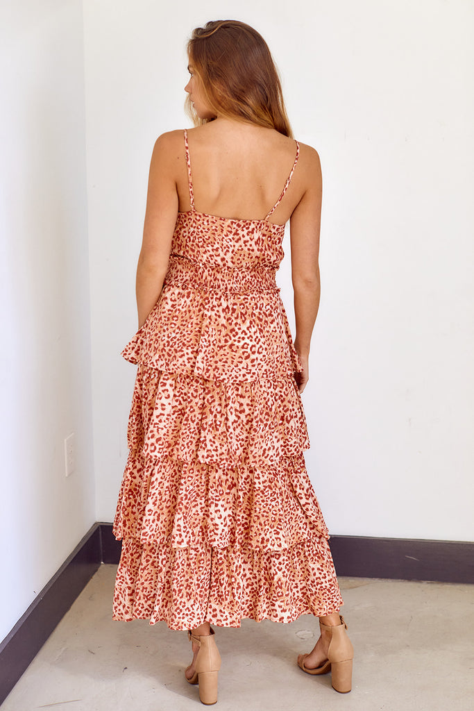 Morena Tiered Leopard Printed Maxi Dress - fab'rik