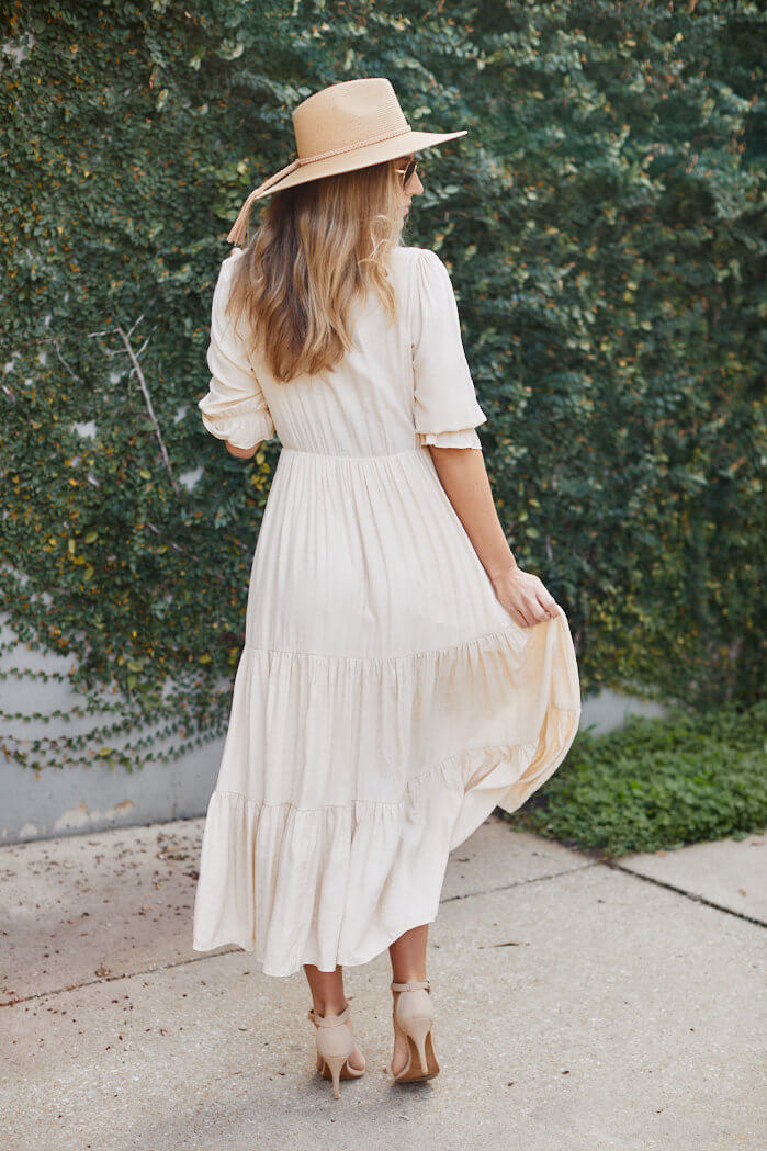 Colson 3/4 Sleeve Tiered Midi Dress - fab'rik