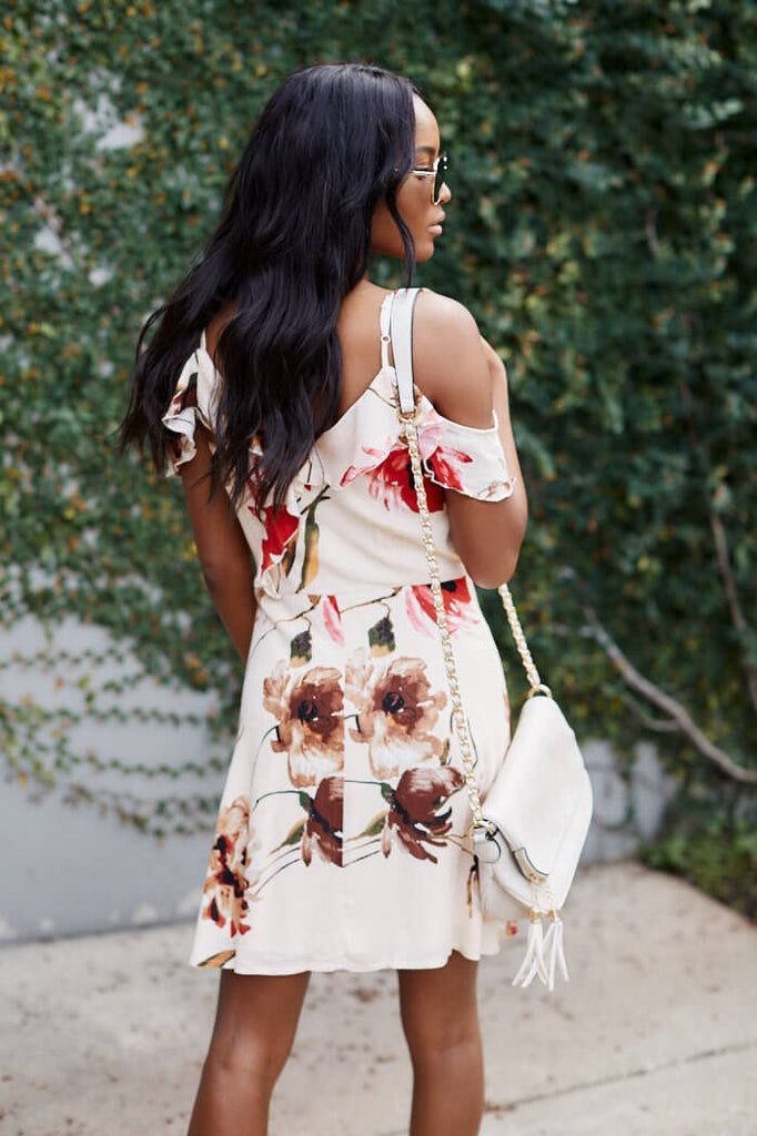 SALE - Sloane Floral Print Ruffle Detail Mini Dress - fab'rik