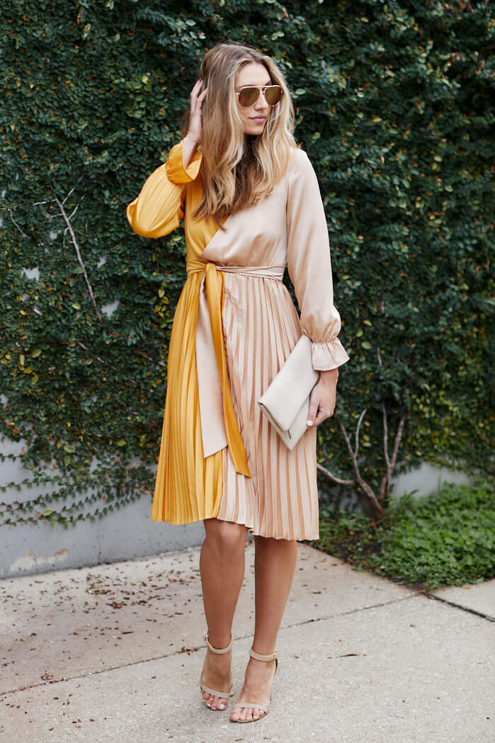 Ailyn Pleated Two Tone Dress - fab'rik