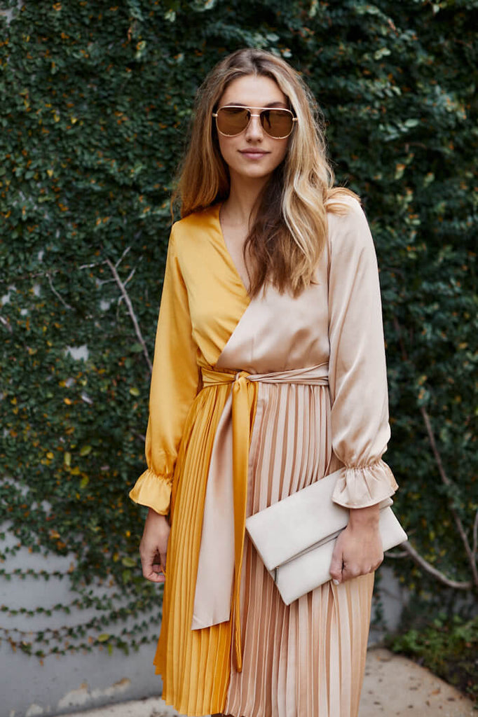 Ailyn Pleated Two Tone Dress - fab'rik