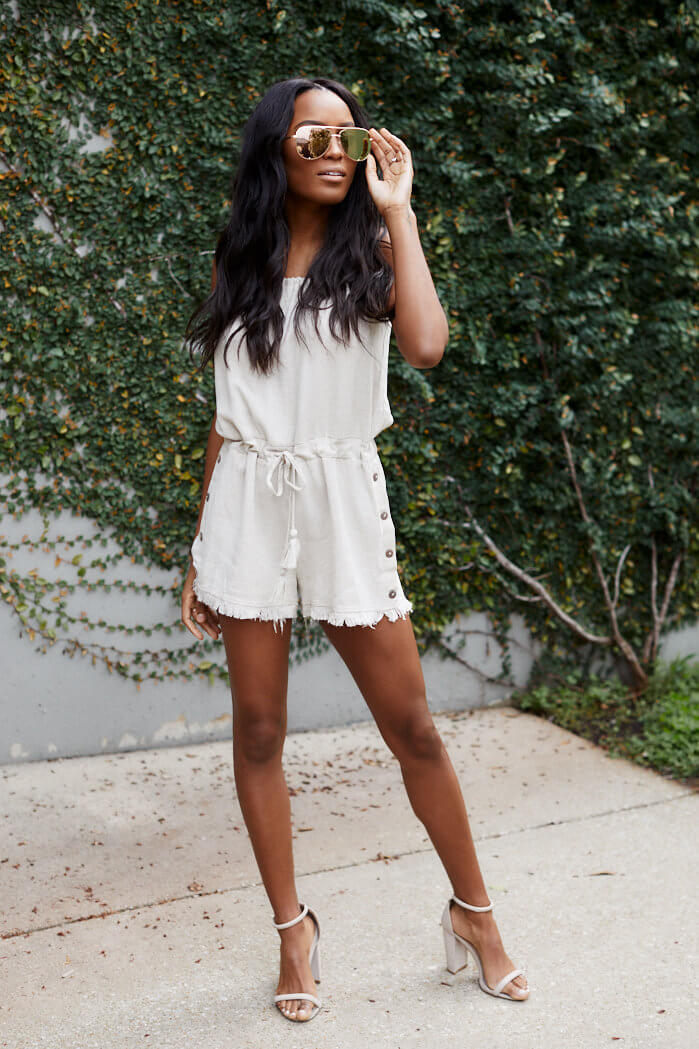 Chloe Button Side Sleeveless Romper - fab'rik