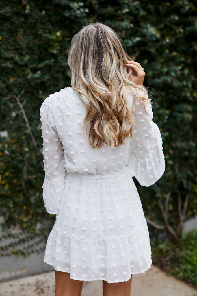 Crew Long Sleeve Pom Detail Dress - fab'rik