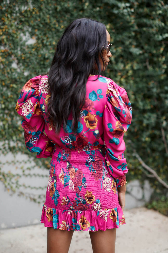 SALE - Edison Puff Sleeve Floral Smocked Dress - fab'rik