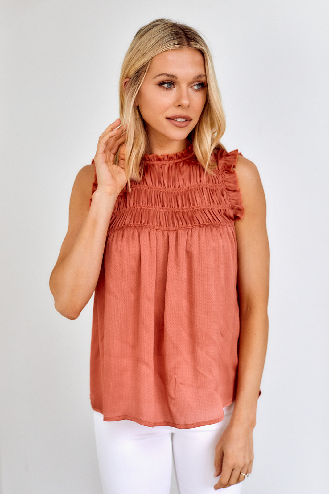Kamila Smocked Sleeveless Blouse - fab'rik