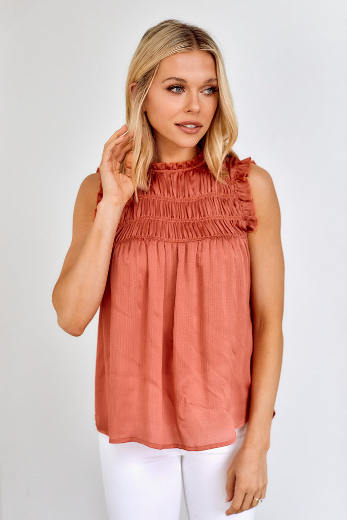 Kamila Smocked Sleeveless Blouse - fab'rik