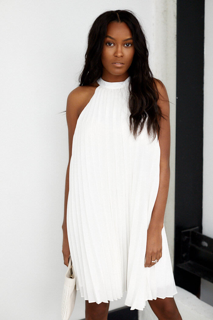 SALE - Berkeley Halter Neck Pleated Dress - fab'rik