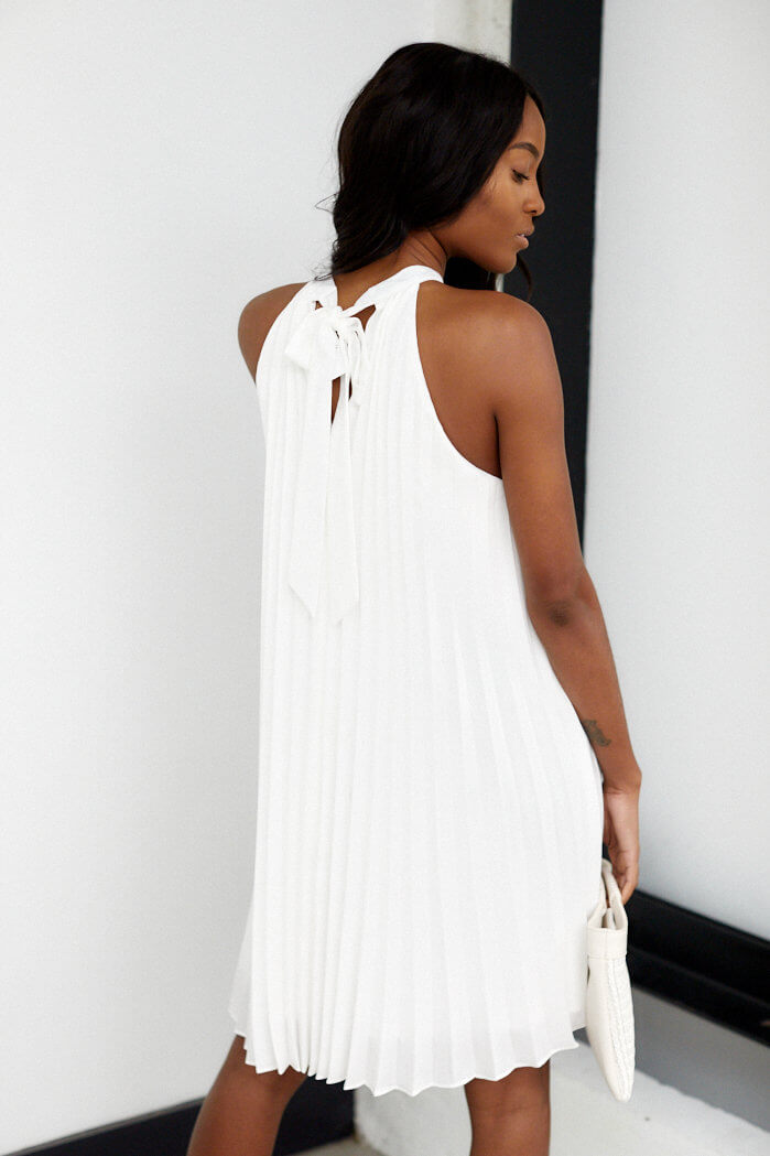 SALE - Berkeley Halter Neck Pleated Dress - fab'rik