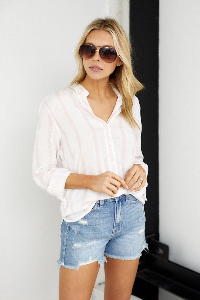 Ella Stripe Button Down Top - fab'rik