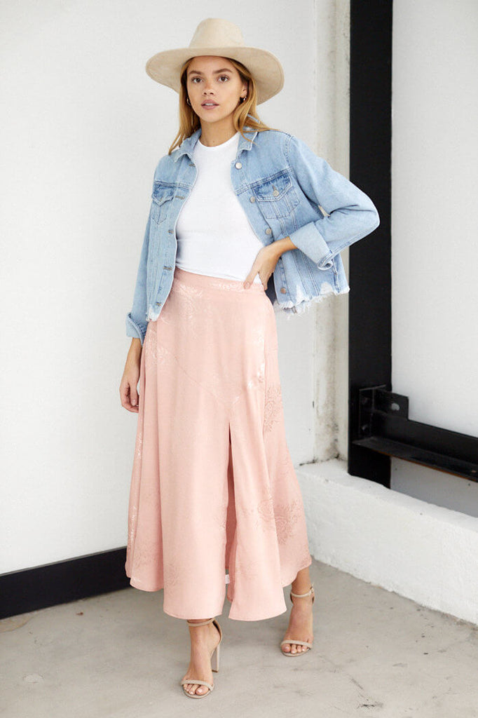 Dallas Floral Slit Midi Skirt - fab'rik
