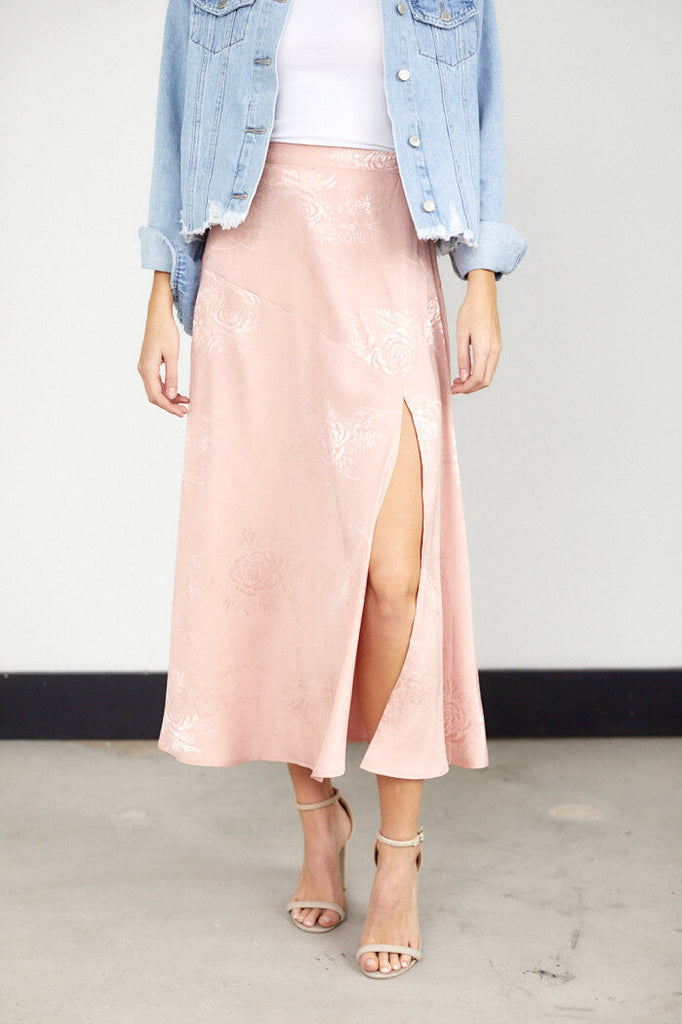 Dallas Floral Slit Midi Skirt - fab'rik