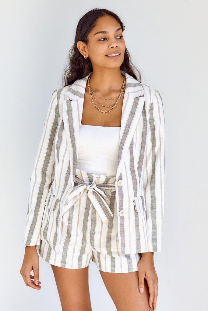 SALE - Cori Striped Paperbag Shorts - fab'rik