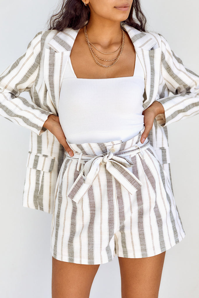 SALE - Cori Striped Paperbag Shorts - fab'rik