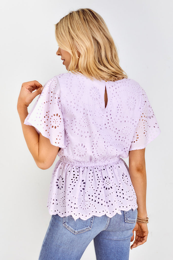 SALE - Blain Eyelet Peplum Blouse - fab'rik