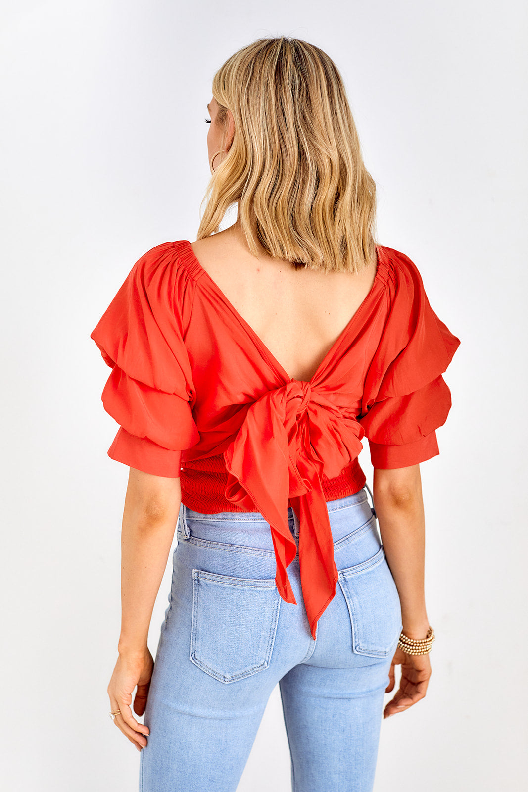 Arta Puff Sleeve Tie Back Blouse - fab'rik