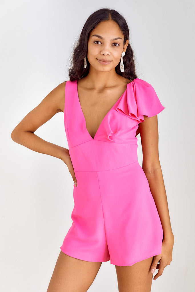 Oleen V Neck Ruffled Romper - fab'rik