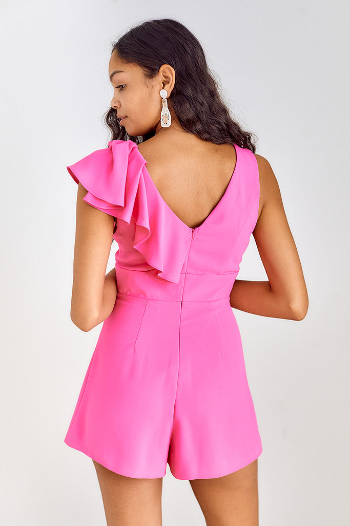 Oleen V Neck Ruffled Romper - fab'rik