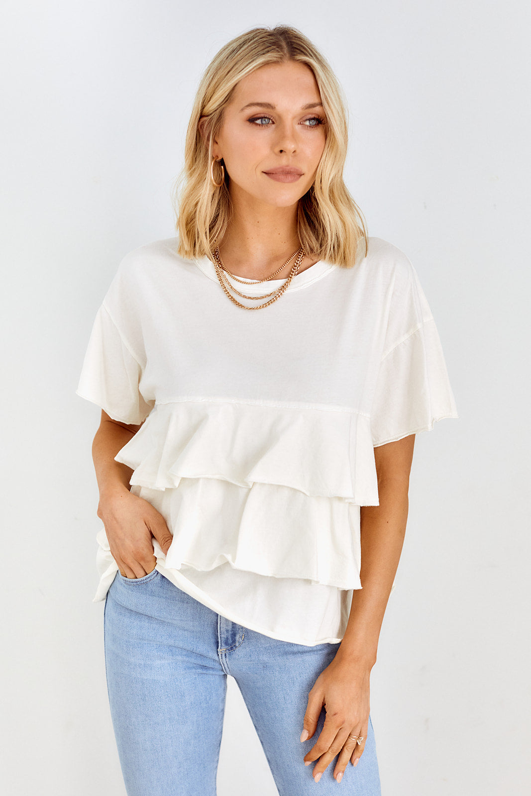 SALE - Liana Ruffle Detail Tee - fab'rik