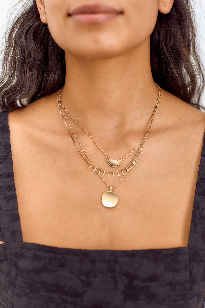 Lisbeth Wedge Stone Layered Necklace - fab'rik