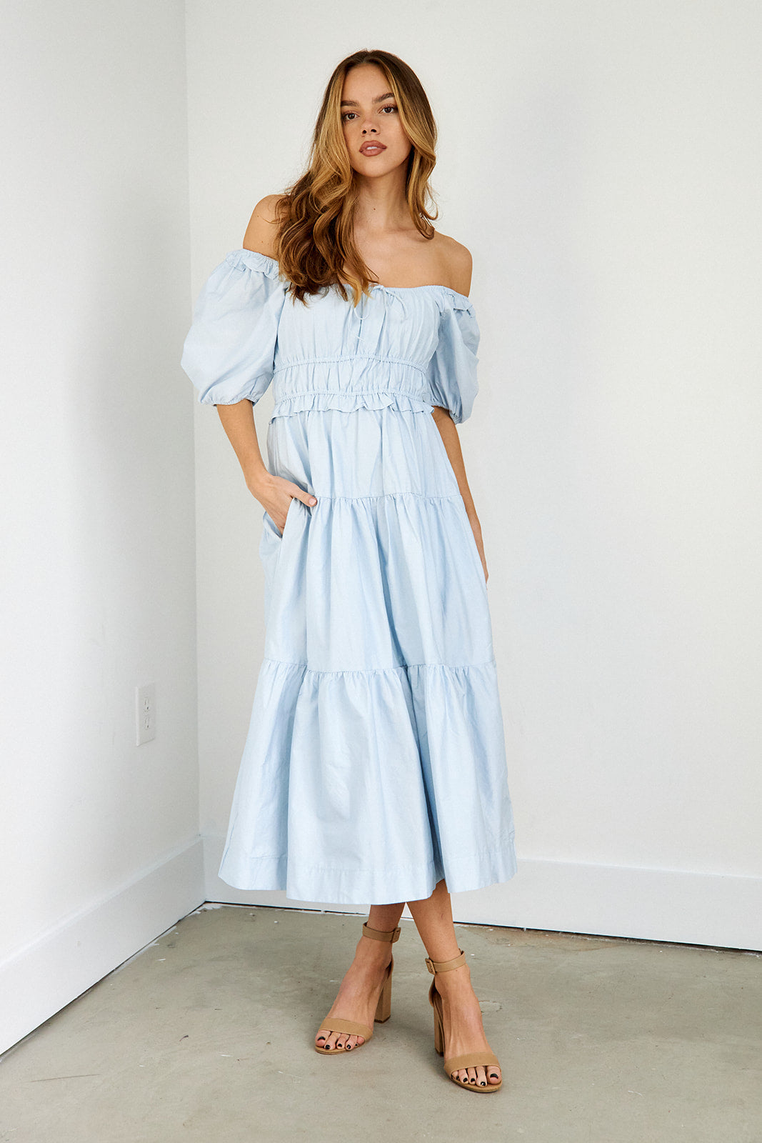 Saba Puff Sleeve Midi Dress - fab'rik