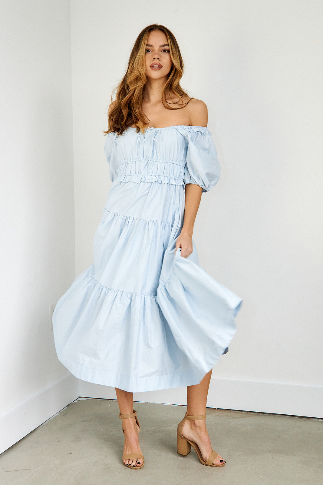 Saba Puff Sleeve Midi Dress - fab'rik