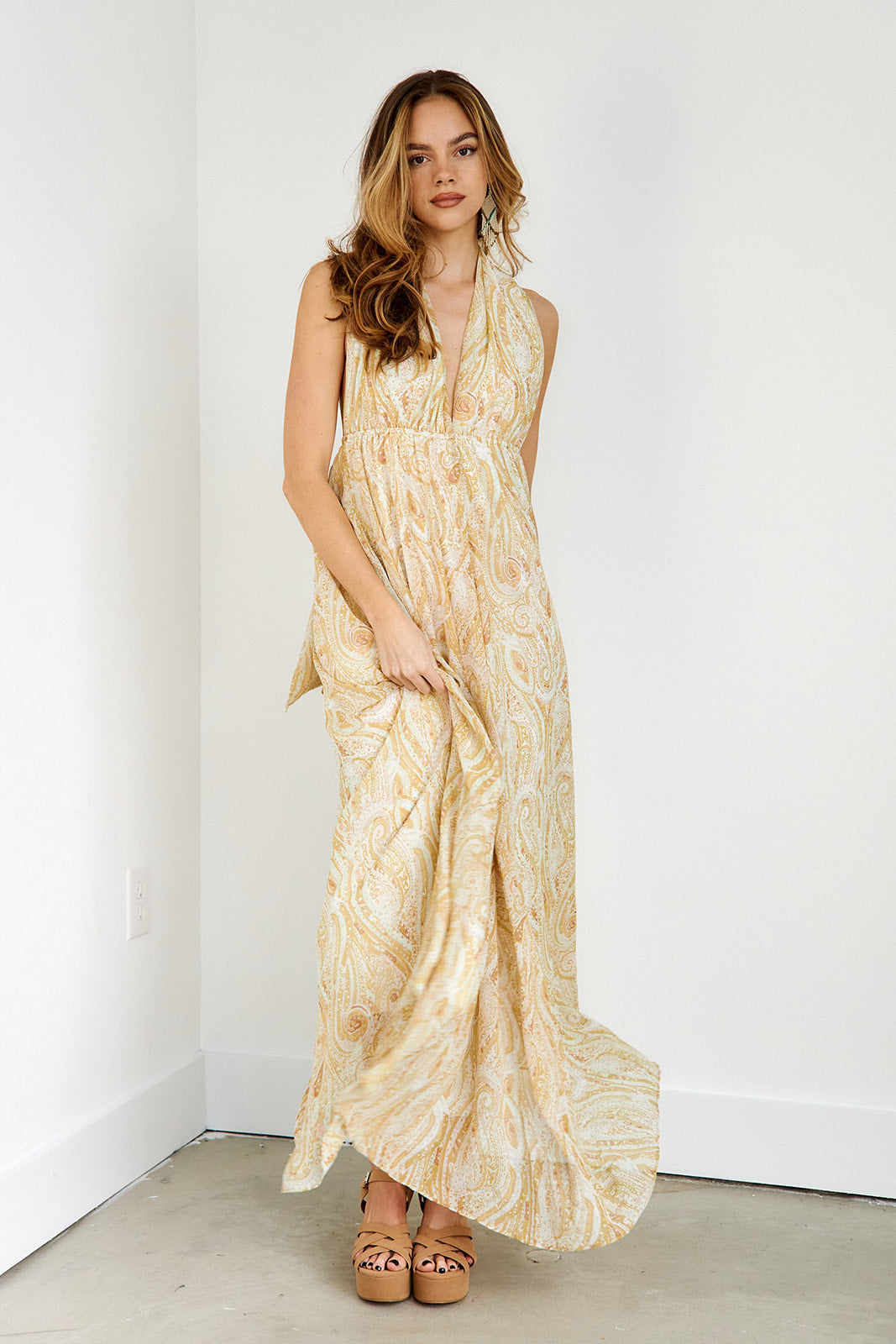 Atlas Printed Halter Maxi Dress - fab'rik