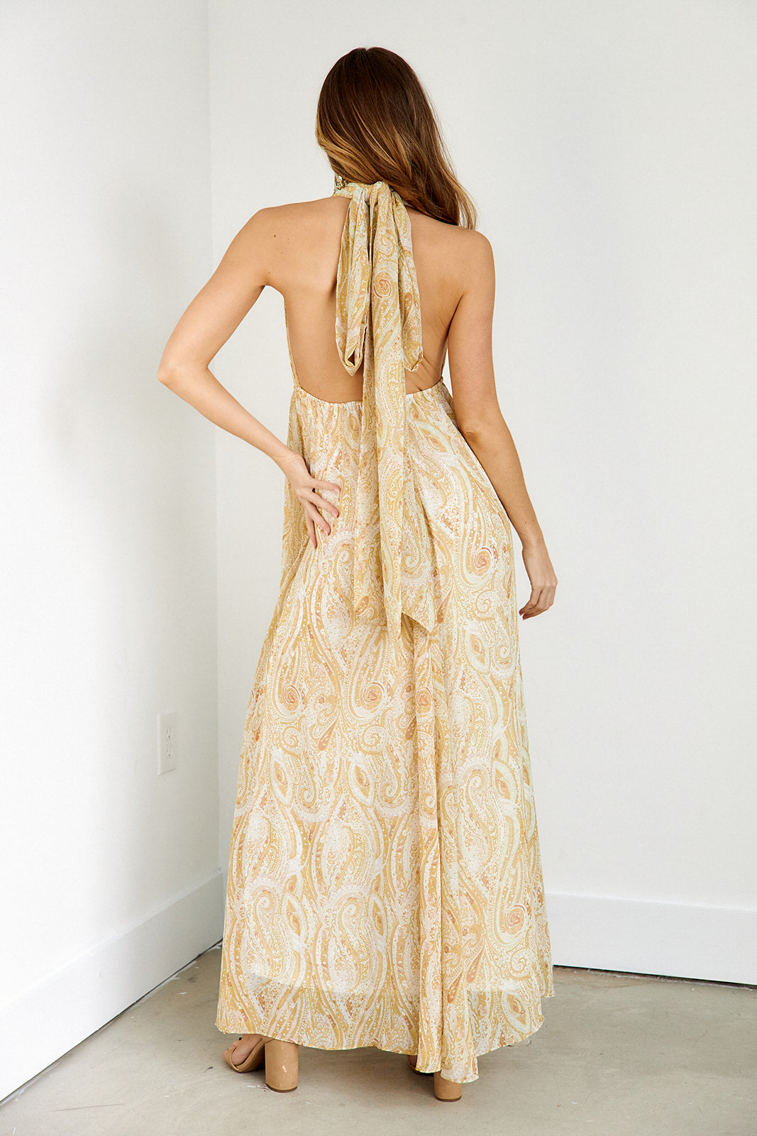 Atlas Printed Halter Maxi Dress - fab'rik
