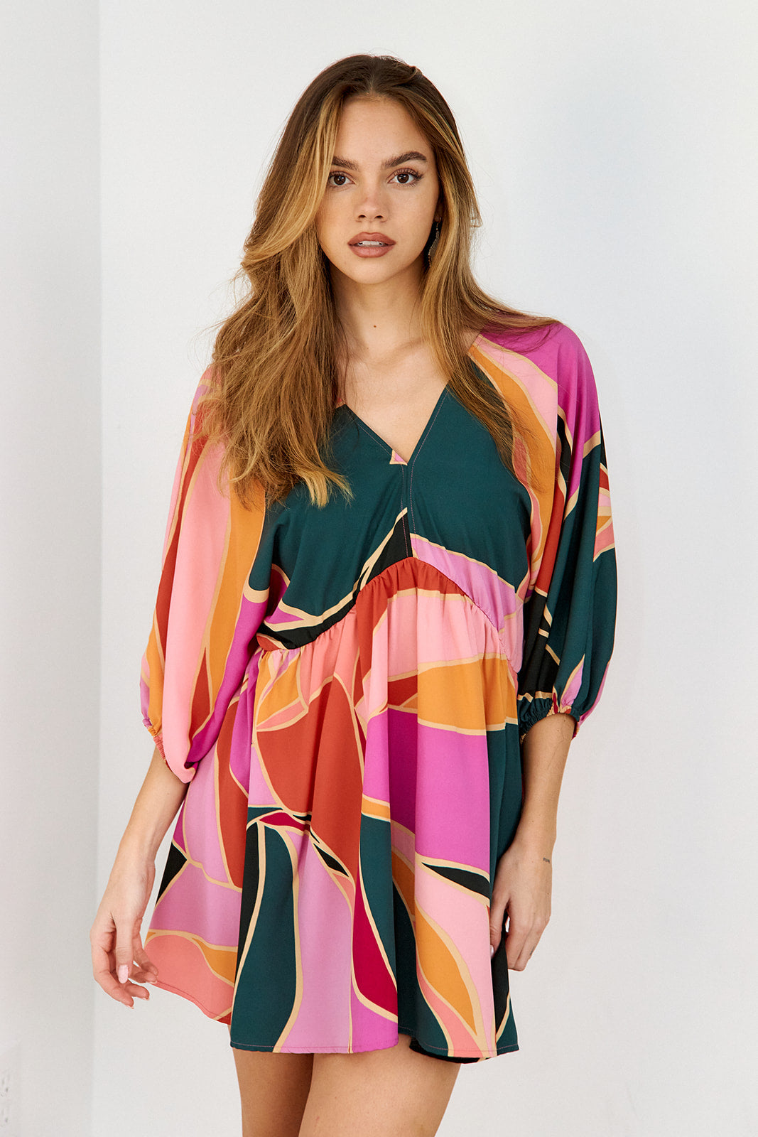 Roza Printed Short Sleeve Dress - fab'rik