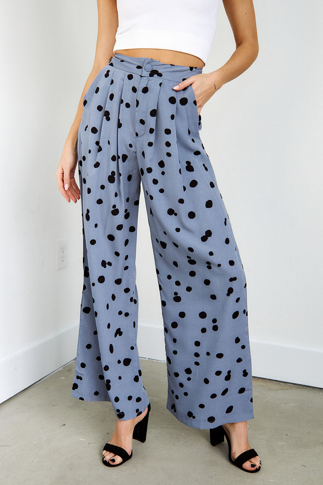 Kaiden Polka Dot Wide Leg Pant - fab'rik