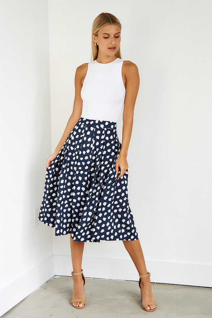 Livia Polka Dot Midi Skirt - fab'rik