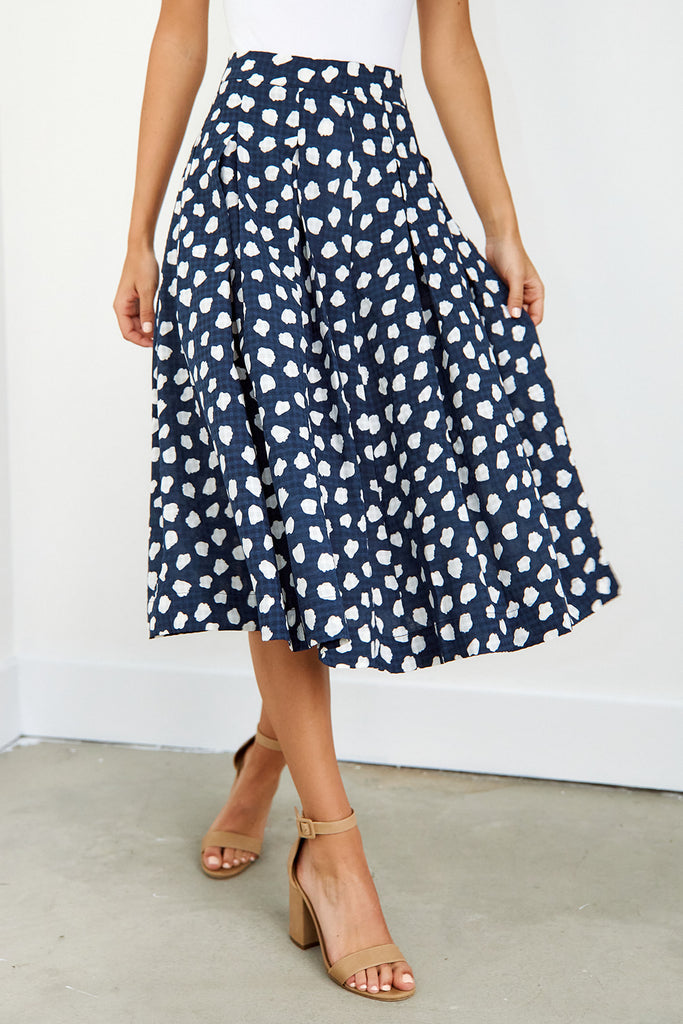 Livia Polka Dot Midi Skirt - fab'rik